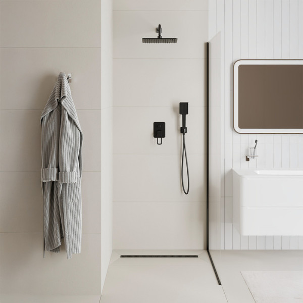 Лоток душевой 700 мм сифон 360 комбинированный затвор перфорированная решетка черный Iddis (975B7BL20DZ0)