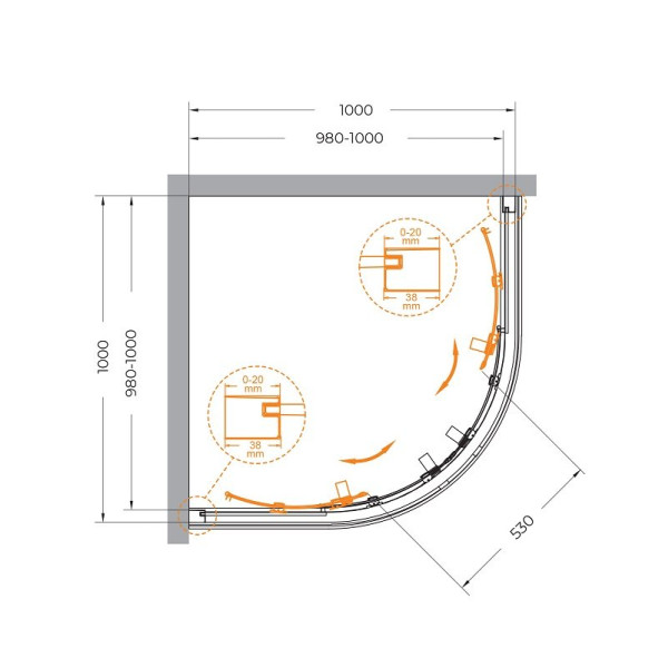 Душевой уголок Cezares Relax 304 100x100x200 стекло прозрачное, профиль брашированное золото (RELAX-304-R-2-100-C-BORO)