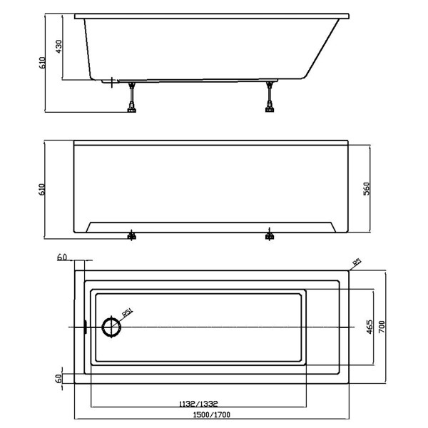 Ванна акриловая Azario Liliana 170x70x61 белая (AV.0012170)