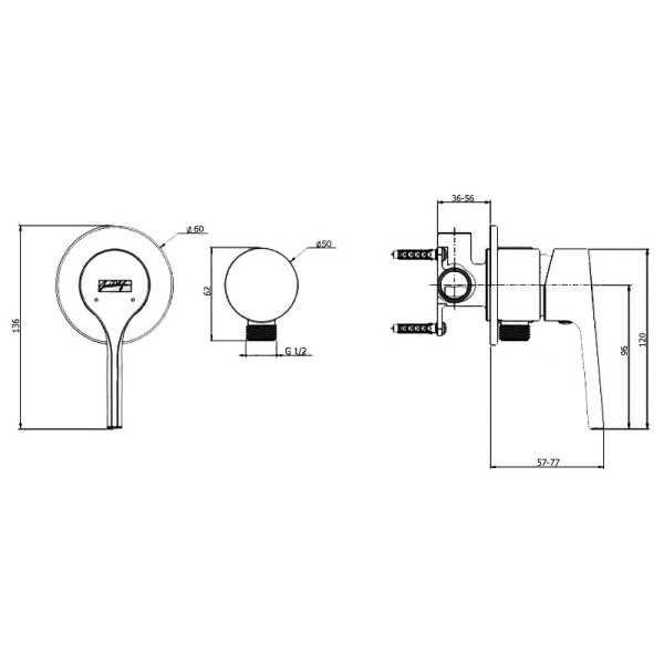 Смеситель для душа Jacob Delafon Elate с термостатом, внешняя и внутренняя часть хром (E25754-CP)