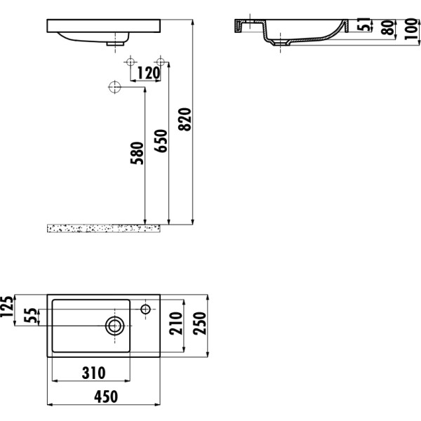 Раковина встраиваемая Creavit белая (TP025-00CB00E-0000)