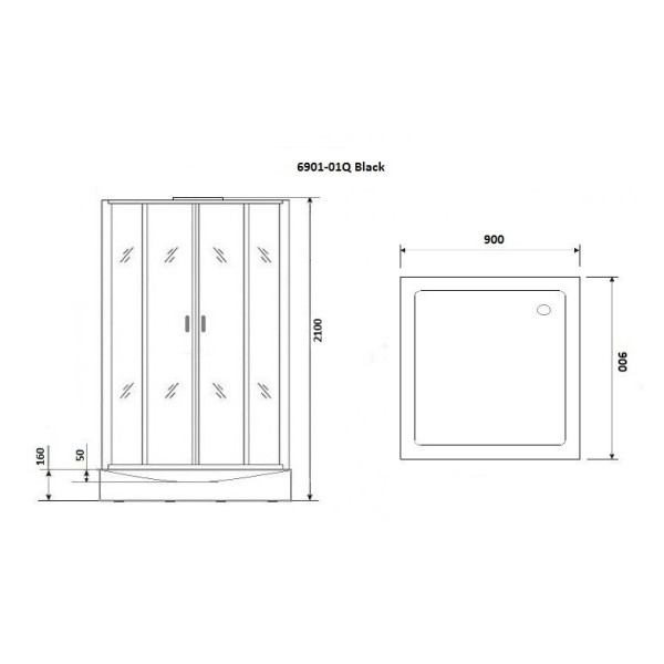 Душевая кабина Niagara Premium 900*900*2100 стекло прозрачное, профиль черный (NG-6901-01Q BLACK)