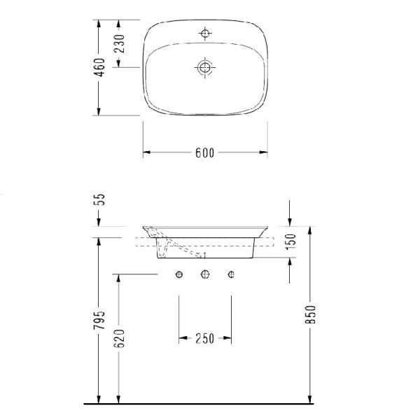 Раковина встраиваемая Serel Hera 46x60 (HR30TXS110H)