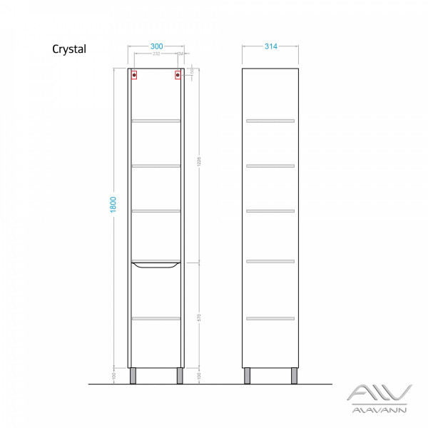 Пенал напольный Alavann Crystal 30