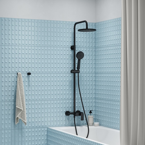 Душевая система Iddis Flow с тропическим душем и изливом черный матовый (FL1BL3Fi06)