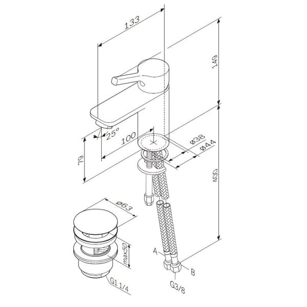 Смеситель для раковины AM.PM X-Joy с донным клапаном (F85B82100) Смеситель для раковины AM.PM X-Joy с донным клапаном (F85B82100)