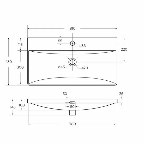 Раковина мебельная BelBagno 81x43 белая глянцевая (BB-8076-3-80)