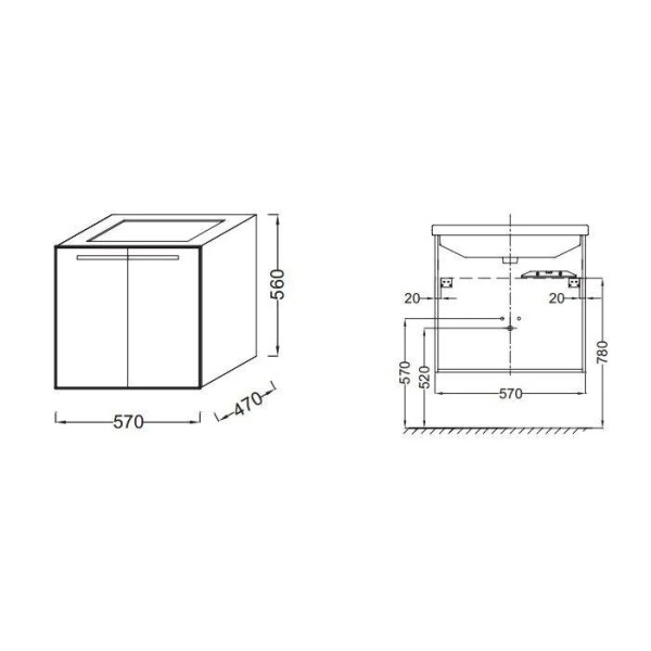 Тумба подвесная Jacob Delafon Struktura 57 белый глянец (EB1280-N18)