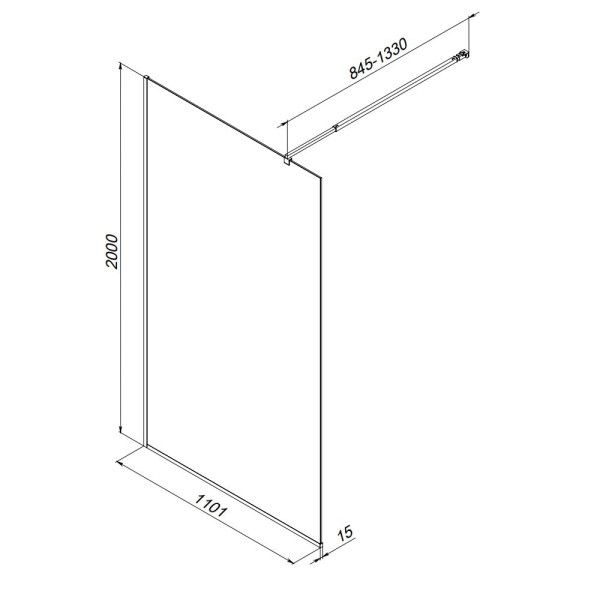 Душевое ограждение AM.PM Func 110x200 стекло прозрачное, профиль хром (W84WI-110-F1-MTE)