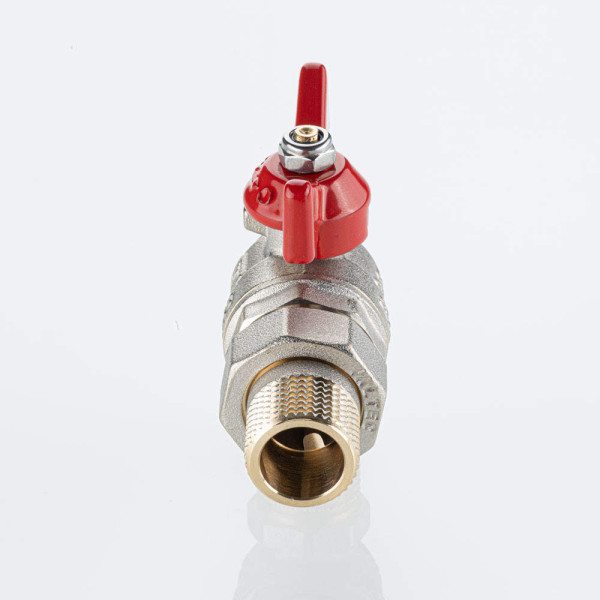 Кран угловой 3/4" НН шаровый со сгоном Valtec Base-ГОСТ (красная бабочка) VT.229S.N.05