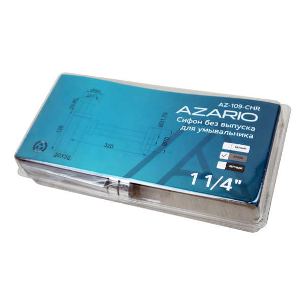 Сифон для раковины Azario 1 1/4" без выпуска, хром, квадратный (AZ-109-CHR) Сифон для раковины Azario 1 1/4" без выпуска, хром, квадратный (AZ-109-CHR)