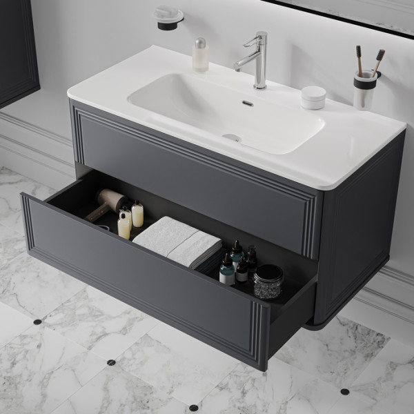 Тумба подвесная Iddis Oxford Neo 100 см темно-серый подходит умыв. 0101000i28 (OXN10D0i95)