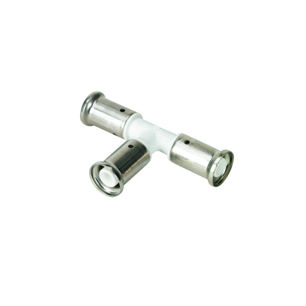 Тройник 16х16х16 Henco PVDF (пресс, белый) (9PKW-161616)