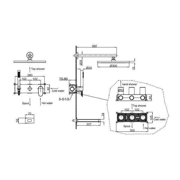 Душевая система Boheme Spectre NB (никель) (454-2-NB) Душевая система Boheme Spectre NB (никель) (454-2-NB)