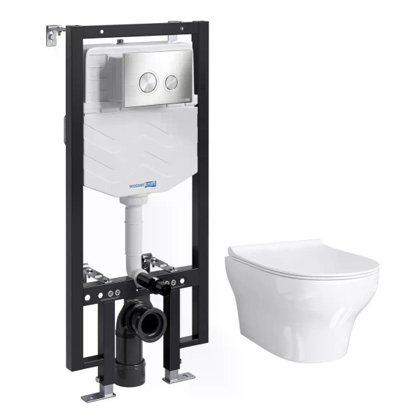 Комплект инсталляция с унитазом WasserKRAFT Vils с клавишей смыва золото глянцевое c сиденьем дюропласт (56TLT.010.ME.BN01.H001)