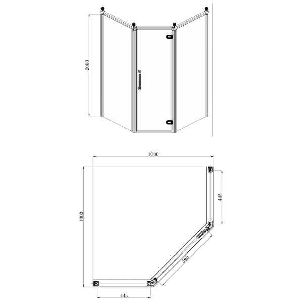 Душевое ограждение Azario Ontario 100х100х200 стекло прозрачное профиль хром золото (AZ-NBB3231 100 GOLD)