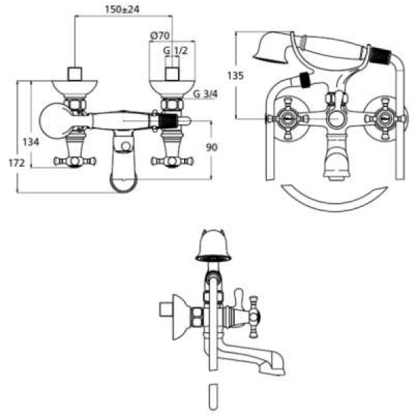 Смеситель для ванны и душа Ideal Standard Reflections (B9657AA)