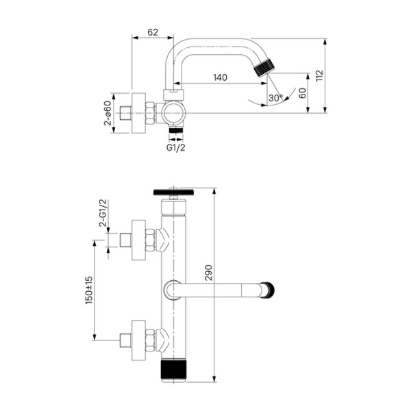 Смеситель для ванны и душа Iddis Grange (GRABLR2i02WA)