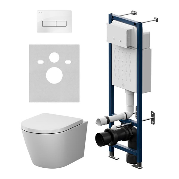 Комплект инсталляция с унитазом AM.PM ErgoFit с клав M белый глянц с подвесным унитазом X-Joy Aquaspin (IS110301.851900)