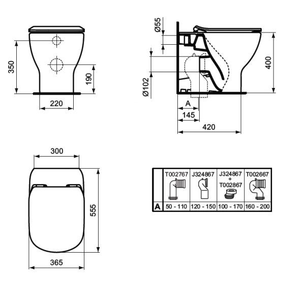Унитаз напольный Ideal Standard Tesi AquaBlade 365х555х400 без сиденья (T007701) Унитаз напольный Ideal Standard Tesi AquaBlade 365х555х400 без сиденья (T007701)