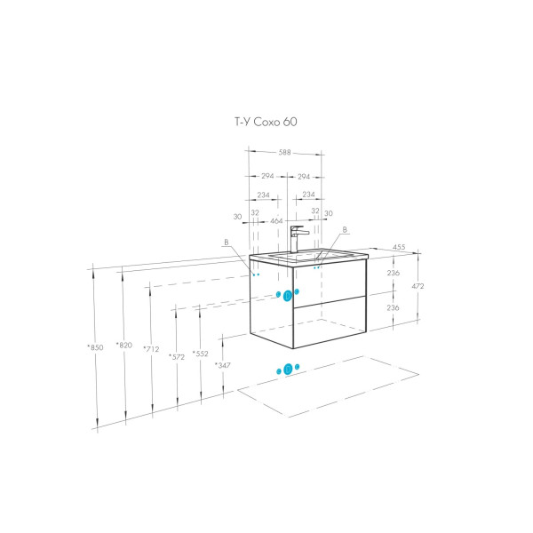 Тумба-умывальник Aquaton Сохо 60 Дуб Веллингтон/1WH501606 РаковинаЭлина 60 (1A2580K1AJA00)
