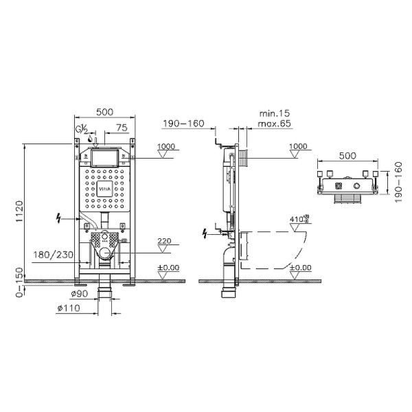 Комплект инсталляция Vitra c унитазом S40, с сидением, клавишей (9860B003-7200) хром