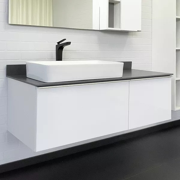 Тумба подвесная с раковиной Comforty Милан 1200x520x545 белый глянцевый/графит (00-00014697)