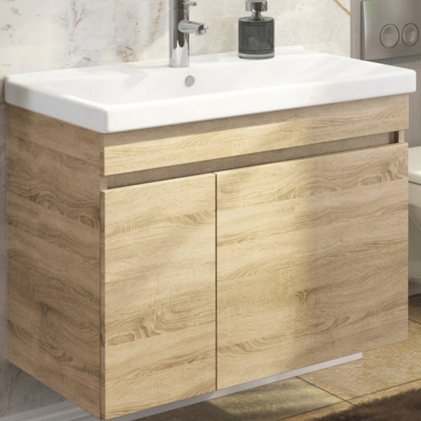 Тумба подвесная с раковиной Comforty Тромсе 800x450x630 дуб сонома (00004142219)