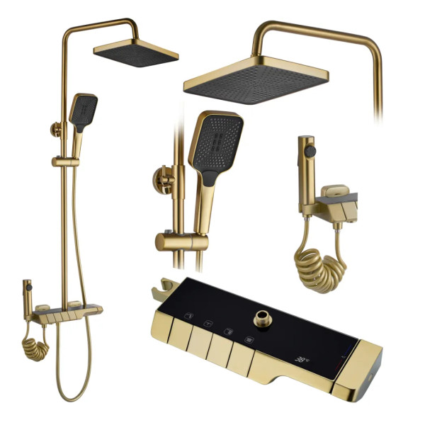 Душевая система термостатическая на четыре режима Rea Rob Gold mat (REA-P6623)