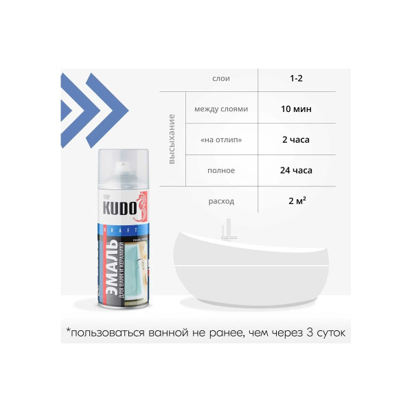 Эмаль для реставрации ванн и керамики KUDO 520 мл. (белая) (KU-1301)