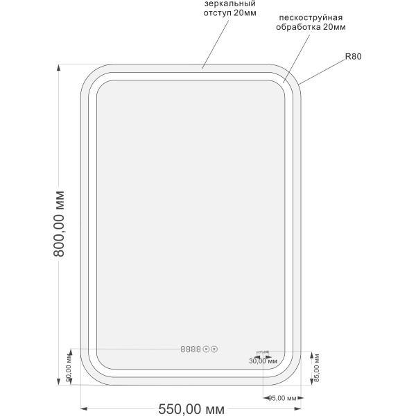 Зеркало Cersanit LED Design Pro 050 55х80 с подсветкой с часами хол. тепл. cвет Зеркало Cersanit LED Design Pro 050 55х80 с подсветкой с часами хол. тепл. cвет