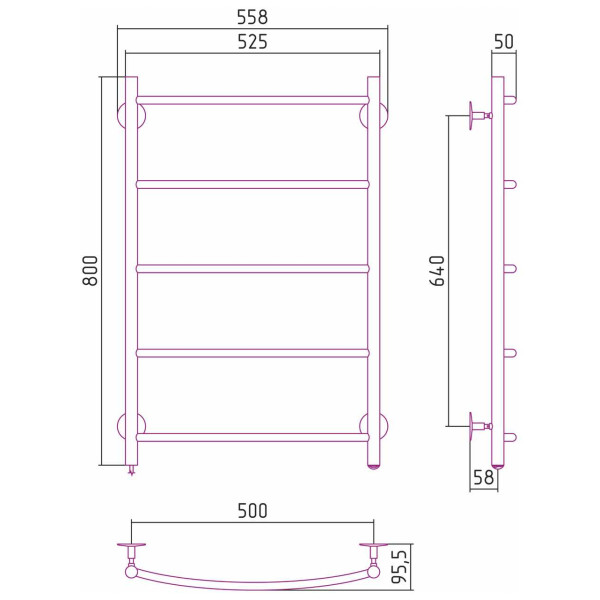 Полотенцесушитель электрический Стилье Формат 40 Л 800x500 (5) Г16, хром (00541-8050) Полотенцесушитель электрический Стилье Формат 40 Л 800x500 (5) Г16, хром (00541-8050)