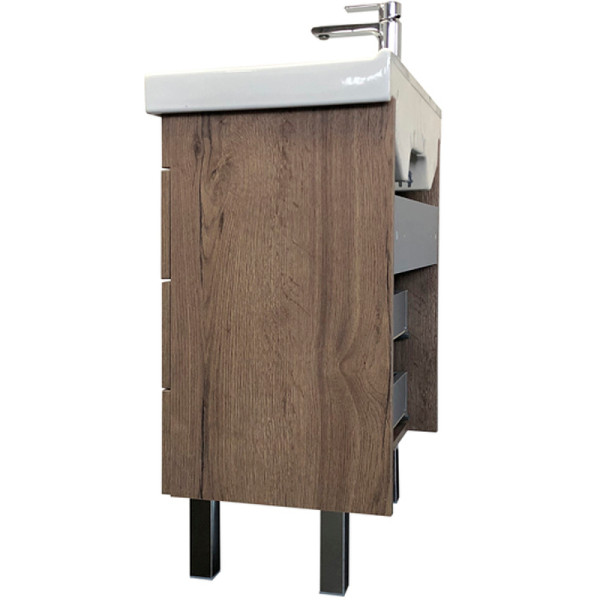 Тумба подвесная с раковиной Comforty Никосия 600x400x860 дуб темный (00-00008852)