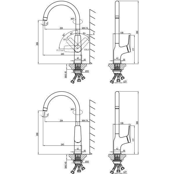 Смеситель для кухни Lemark Ortus хром (LM11361C)