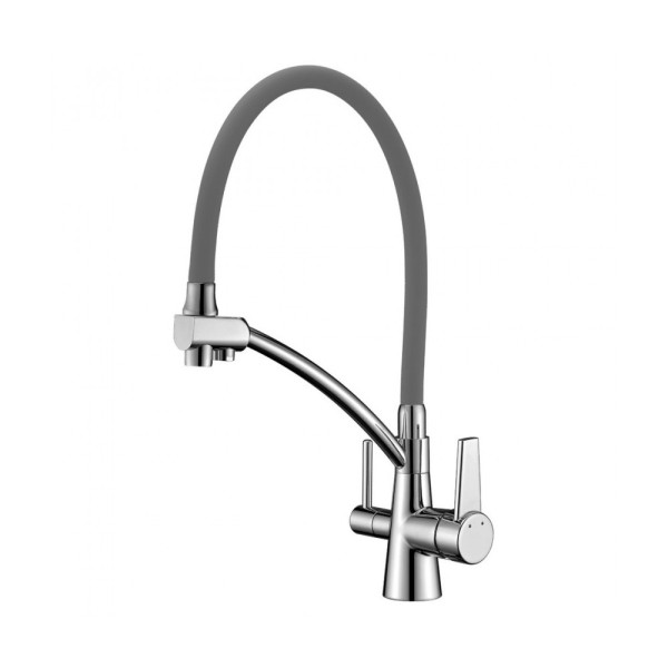Смеситель для кухни Lemark Comfort с подключением фильтра, с серым изливом (LM3071C-Gray)
