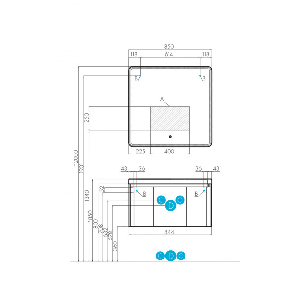Зеркало Aquaton Шерилл 850x29x820 белый (1.A210.3.02S.H01.0)