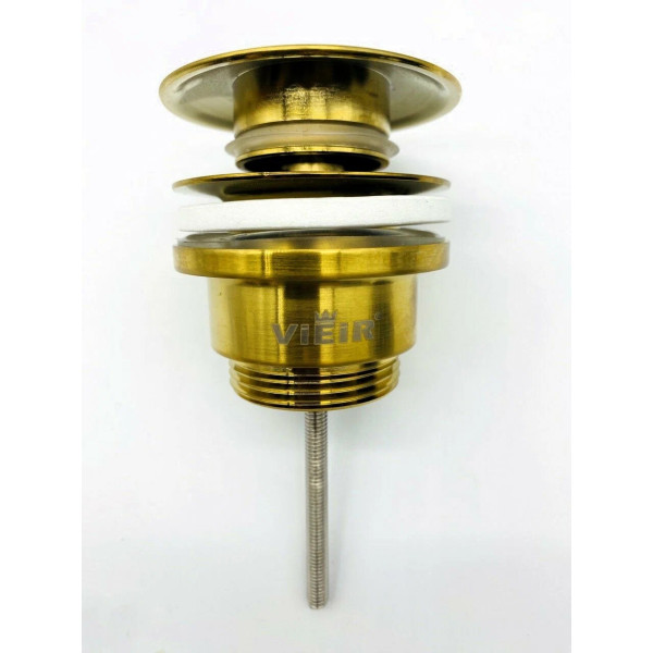 Донный клапан для раковины Vieir 1 1/4" (32 мм.), 67 мм. Quick Clac с переливом (латунь, золото) (VER26S) Донный клапан для раковины Vieir 1 1/4" (32 мм.), 67 мм. Quick Clac с переливом (латунь, золото) (VER26S)