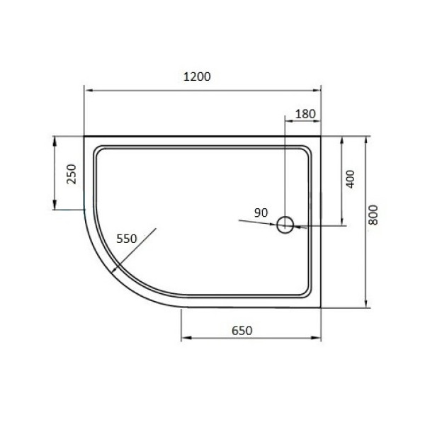 Душевой поддон Cezares Tray 120х80 R (TRAY-A-RH-120/80-550-15-W-R)