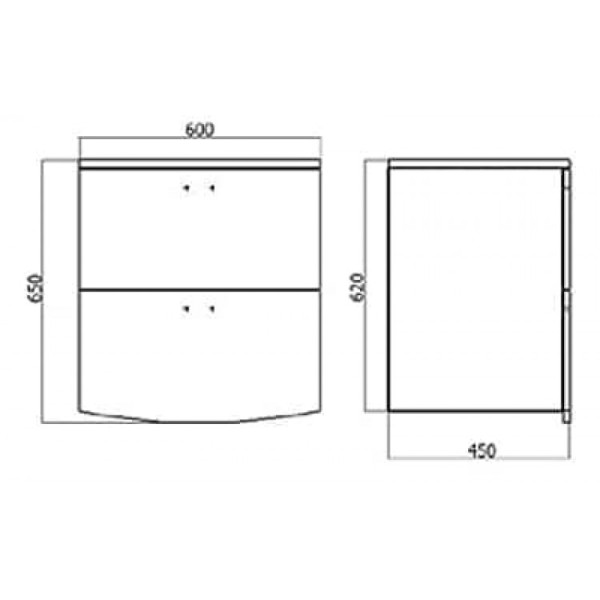 Тумба подвесная с раковиной BandHours Bora 600x450x650 (Br600.91)