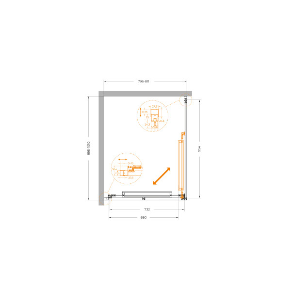 Душевой уголок Cezares Lux 80x100x195 стекло прозрачное, профиль хром (LUX-AH-FS-1-80/100-C-CR)