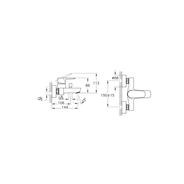 Смеситель для ванны и душа Vitra Flow Soft черный (A4294636EXP)