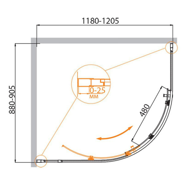 Душевой уголок Cezares Molveno 120x90x195 стекло прозрачное, профиль хром (MOLVENO-RH-1-120/90-C-Cr-IV)