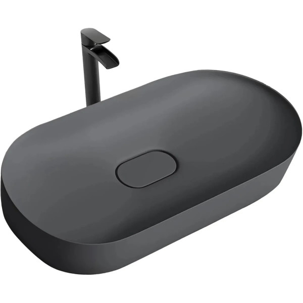 Раковина накладная конгломерат REA Iris grey mat 70x35,5x10,5 серая матовая (REA-U4306)