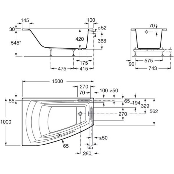 Ванна акриловая Roca Hall Angular 150х100 левосторонняя (ZRU9302864) Ванна акриловая Roca Hall Angular 150х100 левосторонняя (ZRU9302864)