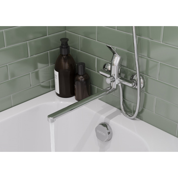 Смеситель для ванны и душа Santek Венга хром с душевым гарнитуром (WH5A12003C001) Смеситель для ванны и душа Santek Венга хром с душевым гарнитуром (WH5A12003C001)