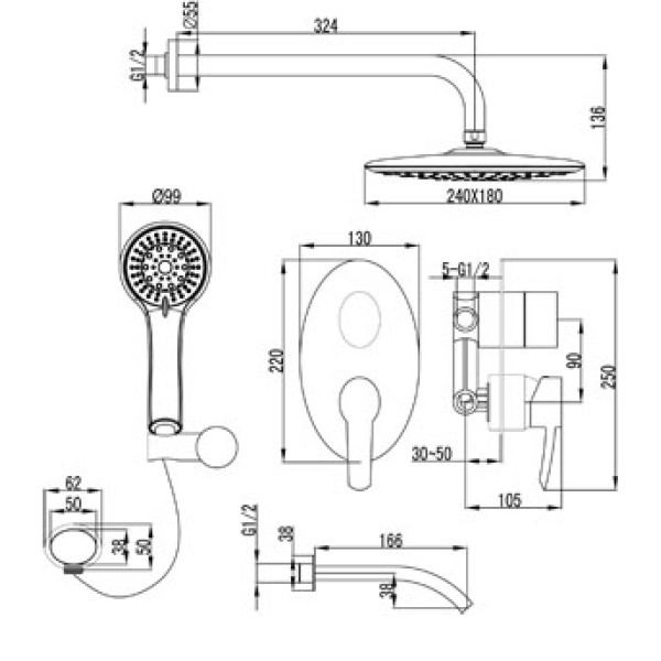Смеситель для ванны и душа Lemark Atlantiss (LM3222C)