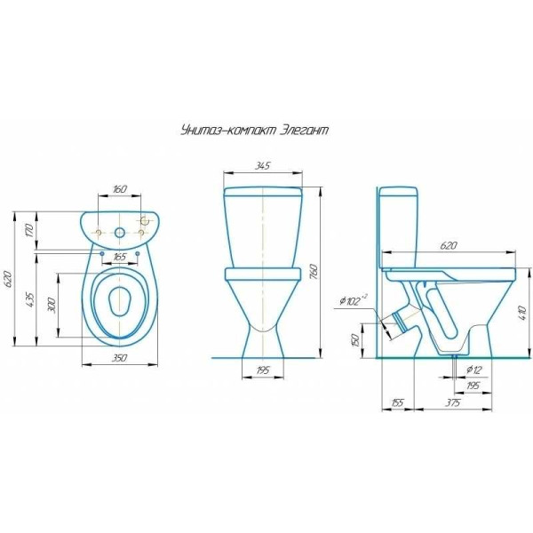 Унитаз-компакт Rosa Элегант с сиденьем (4620008195896)