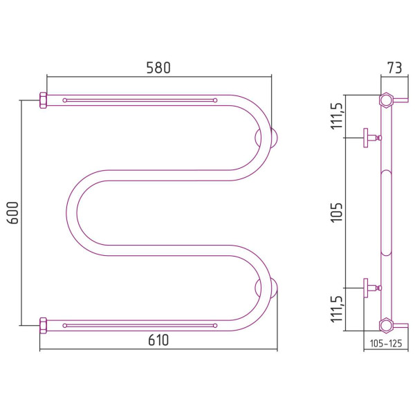 Полотенцесушитель водяной Сунержа М-образный 2 полки+ 600х600 белый (12-4008-6060) Полотенцесушитель водяной Сунержа М-образный 2 полки+ 600х600 белый (12-4008-6060)