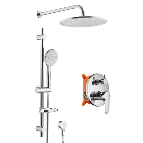 Смеситель для душа встраиваемый Swedbe Platta (с монтажным боксом) и верхним душем хром (5536)