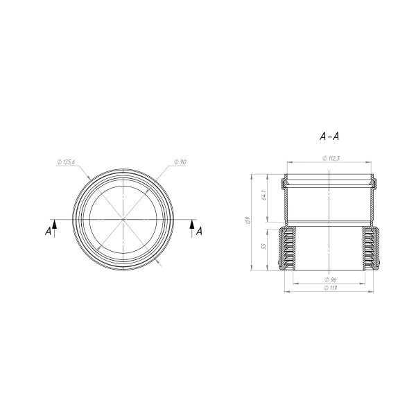 Муфта Fachmann с ПВХ/ПП на чугун/сталь 110x100 (01.076)